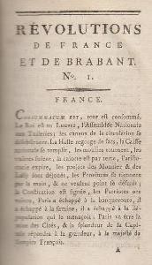 Révolution de France et de Brabant, journal paru dès novembre 1789 et fondé par Camille Desmoulins