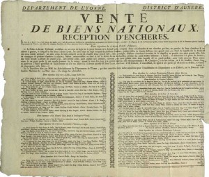 Affiche annonçant la vente des biens nationaux (11 avril 1791)