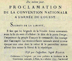 Proclamation faite le 2 octobre 1793 suite à l’adoption du décret du 1er octobre précédent