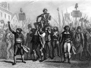 Marat porté triomphalement par la foule après son acquittement le 24 avril 1793