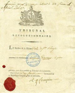 Acte d'accusation signé Fouquier-Tinville