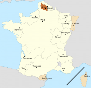 Carte des Parlements en 1789
