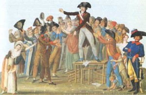 Camille Desmoulins haranguant la foule au Palais-Royal
