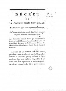 Décret du 28 septembre 1792 relatif à la Fête civique célébrée dans toute la République
