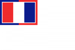 Premier pavillon national de la France adopté le 24 octobre 1790 à la suite d’âpres débats qui divisèrent traditionnalistes (pour le maintien du drapeau blanc) et les révolutionnaires (pour incorporer au panache blanche les couleurs de la liberté conquise).