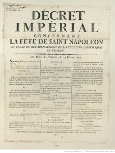 Décret impérial du 19 février 1806 instaurant officiellement la Saint-Napoléon au 15 août de chaque année