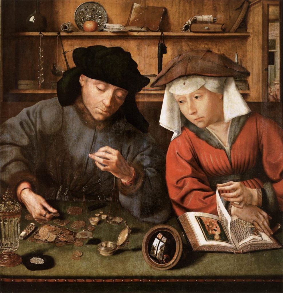 “Le prêteur et sa femme” (1514) par Quentin Metsys – Musée du Louvre